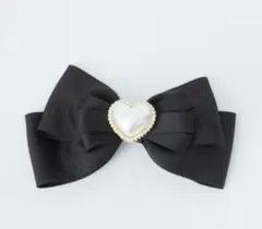 アンクルージュ ハートパールリボンクリップ ブラック