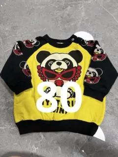 ヒステリックミニ パンダ 80 裏起毛 トレーナー ブラック イエロー ヒスミニ