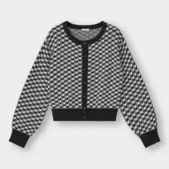 〖 美品 〗GU チドリジャカードカーディガン ブラック Mサイズ
