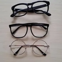 伊達メガネ3点セット 黒縁 丸メガネ 度なし メンズ レディース