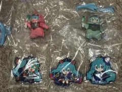 ガンダム　初音ミク　フィギュア　ラバーマスコット　5点セット