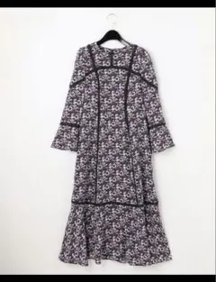 【定価49,500円】グレースコンチネンタル 小花パッチレース切替ワンピース