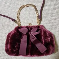 an another angelus がま口ファーバッグ　ショルダーバッグ