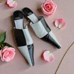 jeffrey campbell バックレスバイカラーパンプス　白黒　24cm