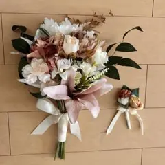 ウェディングブーケ　ブートニア　ブライダルブーケ　造花　ウェディング　ブーケ