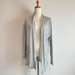 CLOSSHIレーヨンブレンド　ボタンレス　カーディガン　（L）ライトグレー系