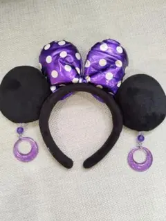 ミニーマウス　カチューシャ　イヤリング　パープル
