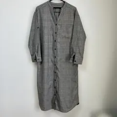 DIScoatグレー系チェック ボタン付きシャツワンピースフリー