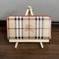BURBERRY 長財布 ラウンドジップ ノバチェック シャドーホース　春カラー
