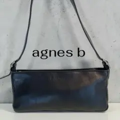 agnes b 黒 レザー ショルダーバッグ アクセサリーバッグ