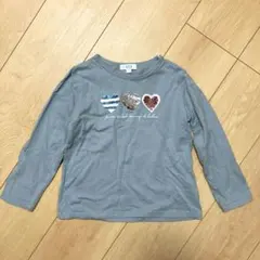 スパンコール　Tシャツ　くすみブルー　110