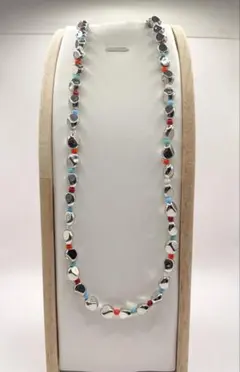 男女兼用✳︎シルバー カラフルビーズ ネックレス チョーカー