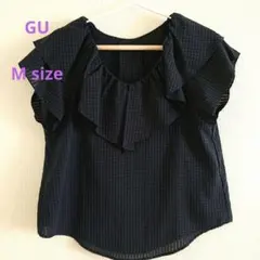 新品 ジーユー フリルトップス GU 半袖 ネイビーのサムネイル