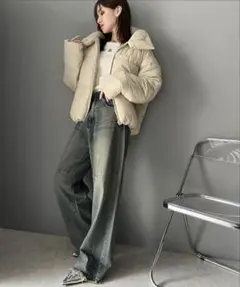 Java ベージュ ショート丈 ダウンジャケット　L