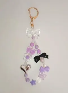 リボンとハートの推し色キーホルダー