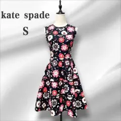 極美品 ケイトスペード ノースリーブ フレアワンピース 花柄 S