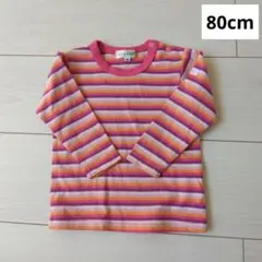 anyFAM ピンク系ストライプ 長袖 Tシャツ 80cm