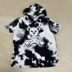 薄手パーカー　くま　タイダイ柄