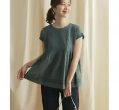 アーバンリサーチドアーズピンタックレースフレンチブラウスプルオーバーグリーン