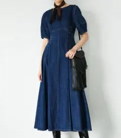 【ガッキー着用】MOUSSY デニムロングワンピース フレア 半袖 1
