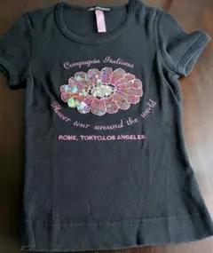 Compagnia Italiana 半袖Tシャツ 黒 花刺繍　S ネイビーのサムネイル