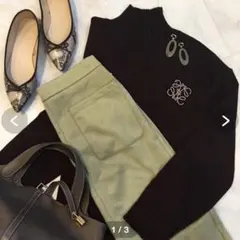 ★新品完売品！　GU 美シルエット　スエードタッチナローミディスカート