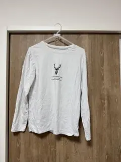 ホワイト 鹿ロゴ 長袖カットソー