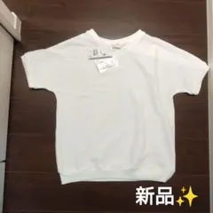 【値下げ】GLACIER ホワイト 半袖　アクセ付き　ドルマントップス M　新品