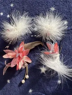 成人式フラワーデザイン ヘアアクセサリー4ピンセット