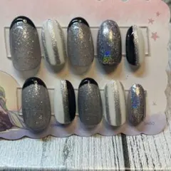 ジェルネイルチップ♡マグネットフレンチ&ユニコーン