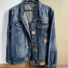 ダメージ加工 ダークブルー デニムジャケット