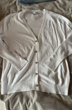 ZARA カーディガン　ホワイト　Lくらいの方に