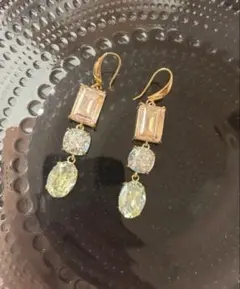 ハンドメイド　ドロップピアス　スワロフスキー使用