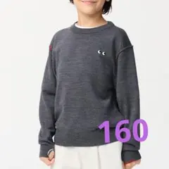 2024ユニクロ　アニヤハインドマーチ　メリノクルーネックセーター　グレー160