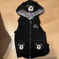 DOU BLE.B クマのフード付きベスト 黒80cm