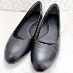 【美品】洋服の青山 I.M.G.N ラウンドトゥパンプスレザーブラック 冠婚葬祭のサムネイル
