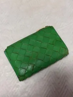 【bottega veneta】グリーン 編み込み 二つ折り財布