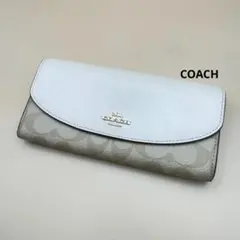 良品 COACH コーチ 長財布 シグネチャー ホワイトのサムネイル