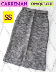 ❤オペークドットクリップ❤ツイード/タイト スカート◇ミモレ◇SS◇黒◇スーツ♡