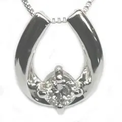 【天然ダイヤ0.1ct】幸運の馬蹄ネックレス PT900・850刻印