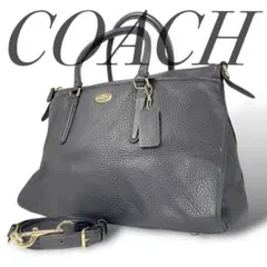 美品 COACH 2wayレザー ハンドバッグ 紺色 458