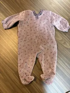 プチバトー 花柄フリースロンパース