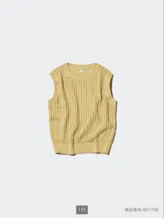 UNIQLO メッシュクルーネックショートセーター ノースリーブ イエロー L
