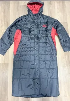 【モレリア・レア】MIZUNO フード付きロングベンチコート 黒/赤