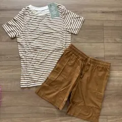 新品H&M ボーダー半袖Tシャツ ショートパンツ セット130cmのサムネイル