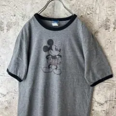 ミッキー　ディズニー　リンガーTシャツ　90s 古着