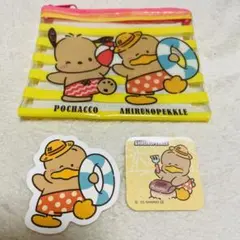 スシロー　ポーチ　あひるのペックル　ポチャッコ　ピック　ステッカー