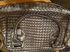 編み込みデザイン ハンドバッグ ブロンズ