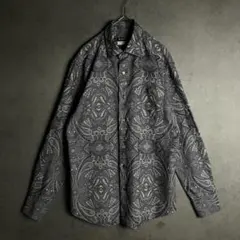 美品 ペイズリー 総柄 長袖シャツ 黒 M メンズ