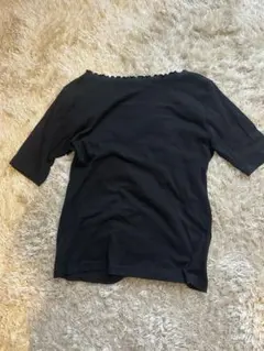 黒 リブニット 半袖